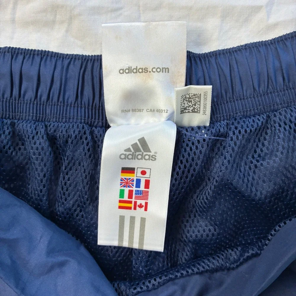 Vintage 2004 Adidas Navy Blue Windbreaker Track Pants Y2K 3 Stripe Mens S Unisex